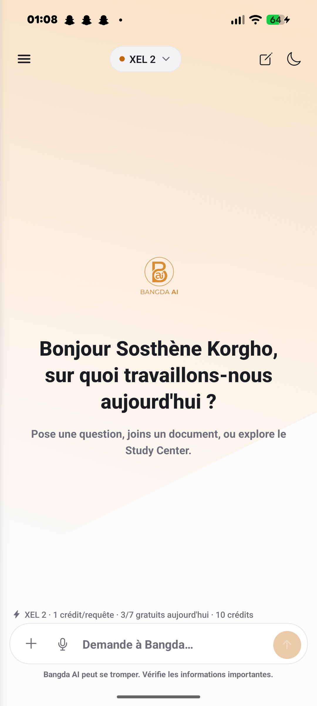 Bangda AI — Study Center sur mobile